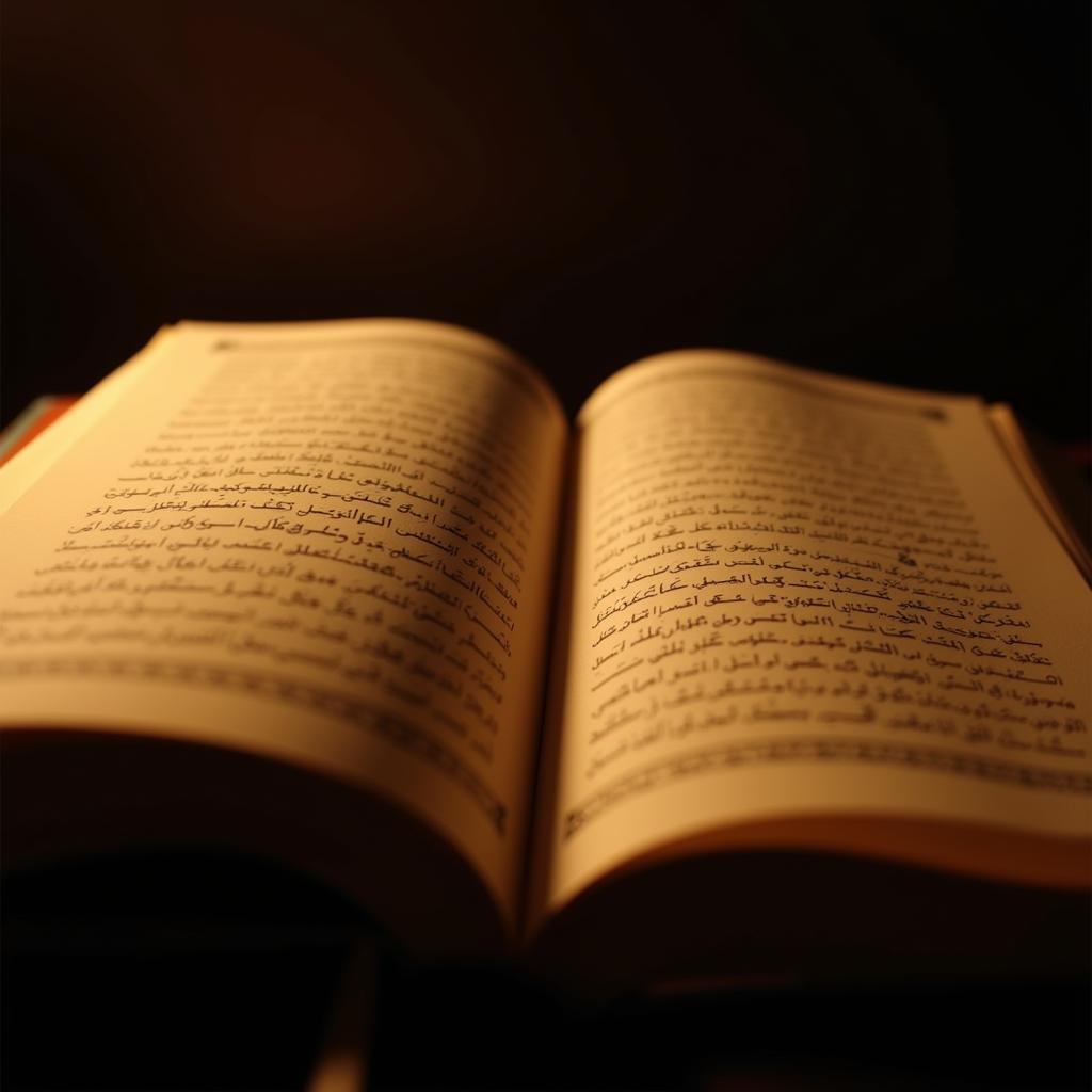 Open book of Urdu poetry with soft lighting