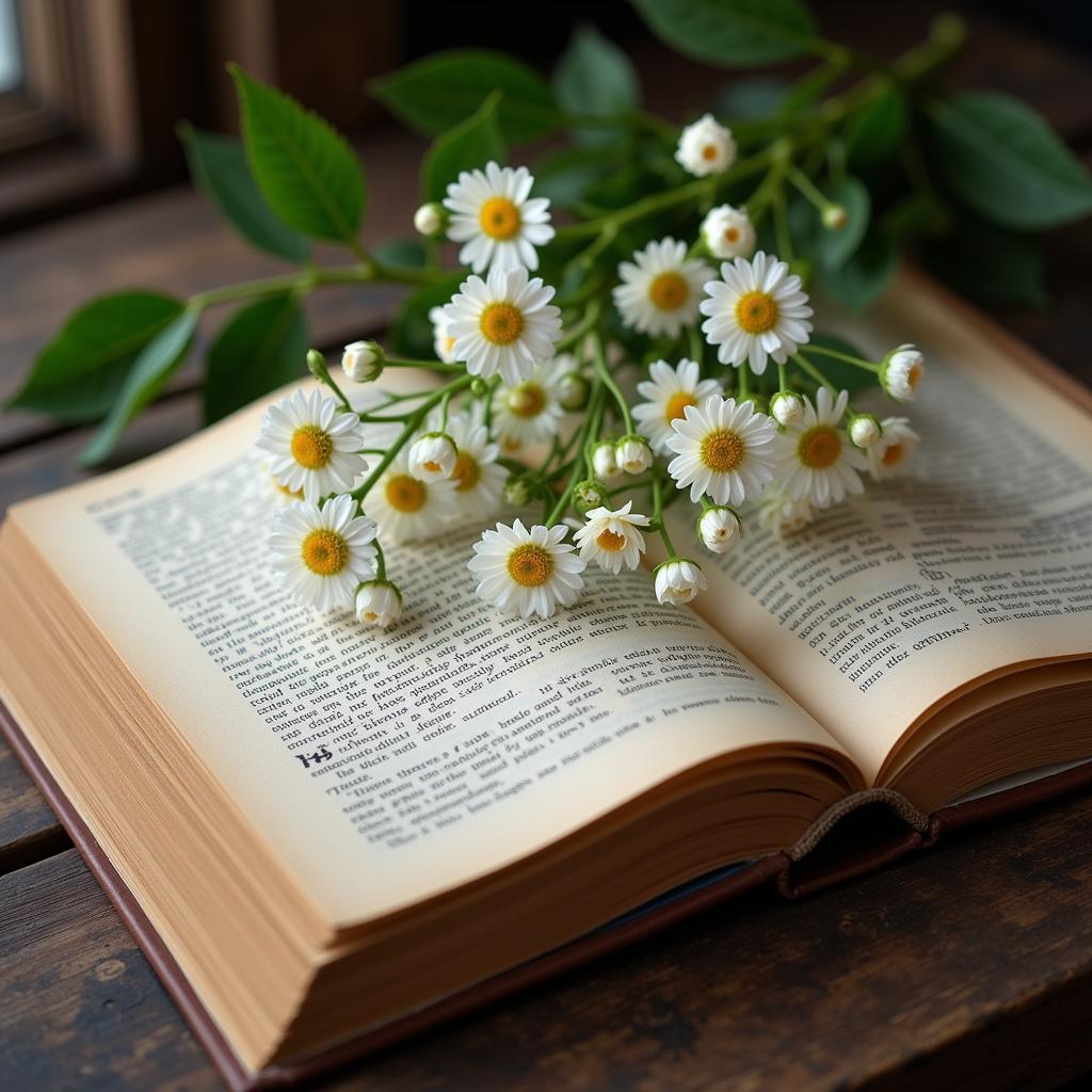 Open Book with Flowers