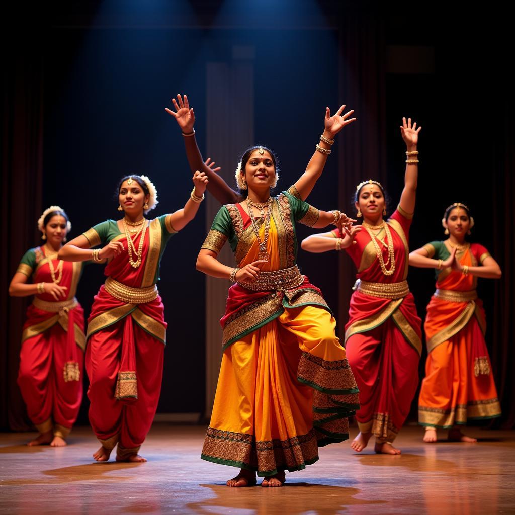 Image of a traditional Hindi dance performance, representing the cultural expression of nibhana.