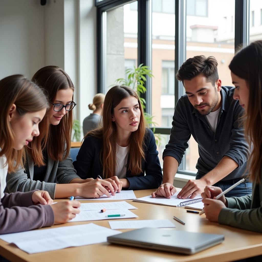 Group of students collaborating on a project