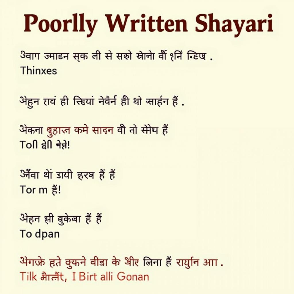 Examples of Poor Shayari