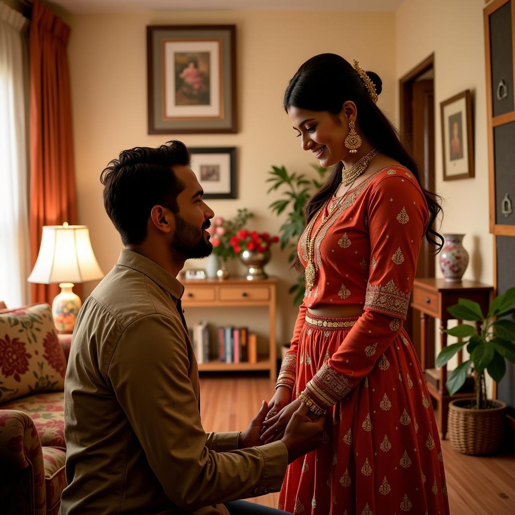 Couple Proposing in Traditional Indian Attire