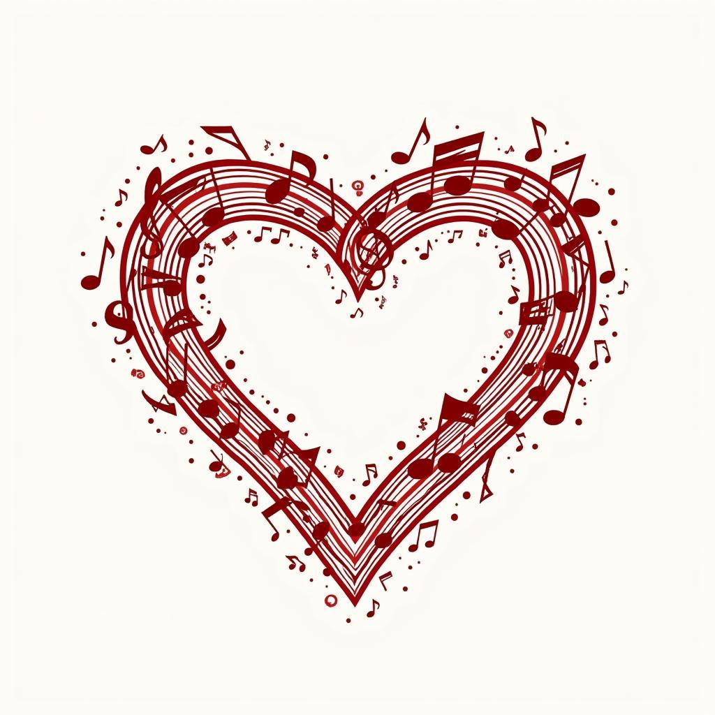 Heart symbol with musical notes