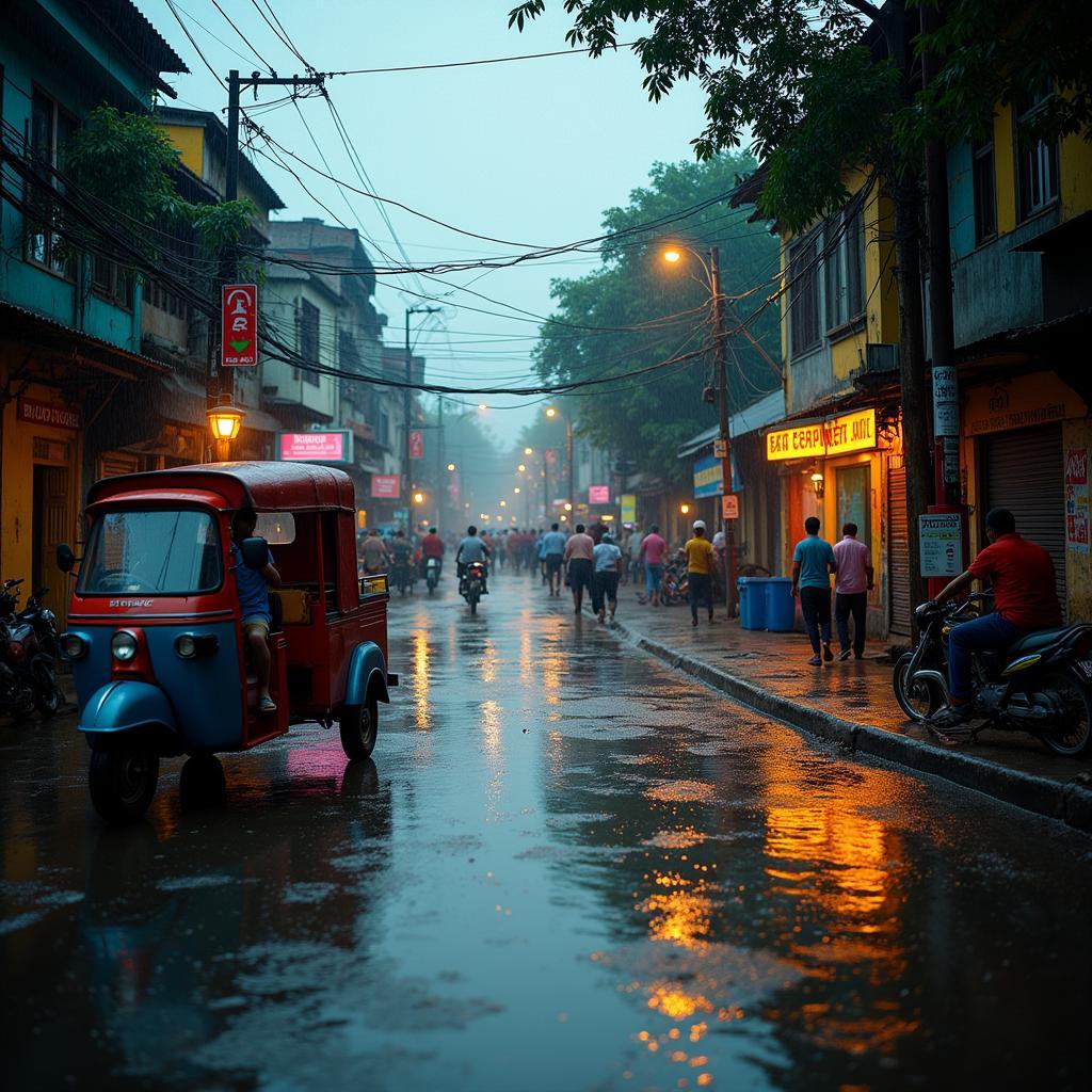 Rain-soaked Streets in India