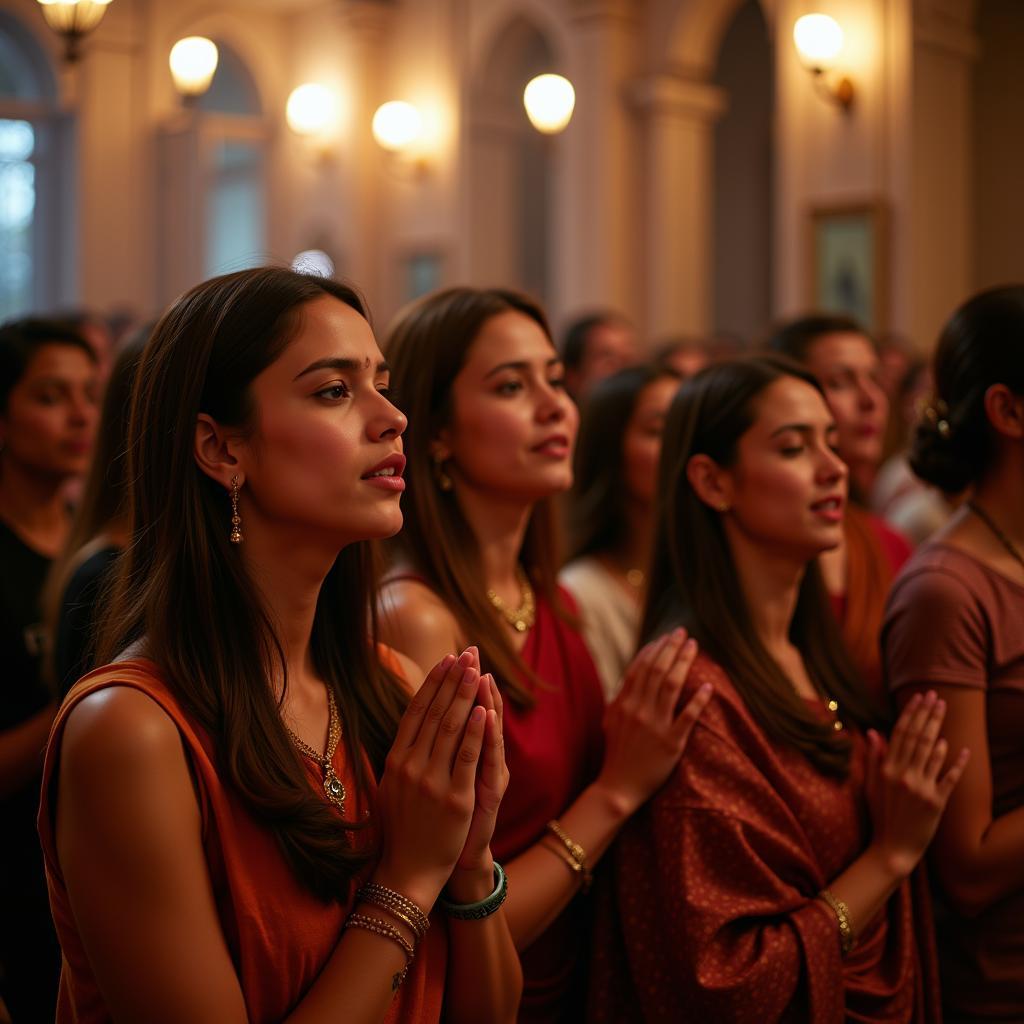 Devotees singing ram krishan ke bhajan with devotion