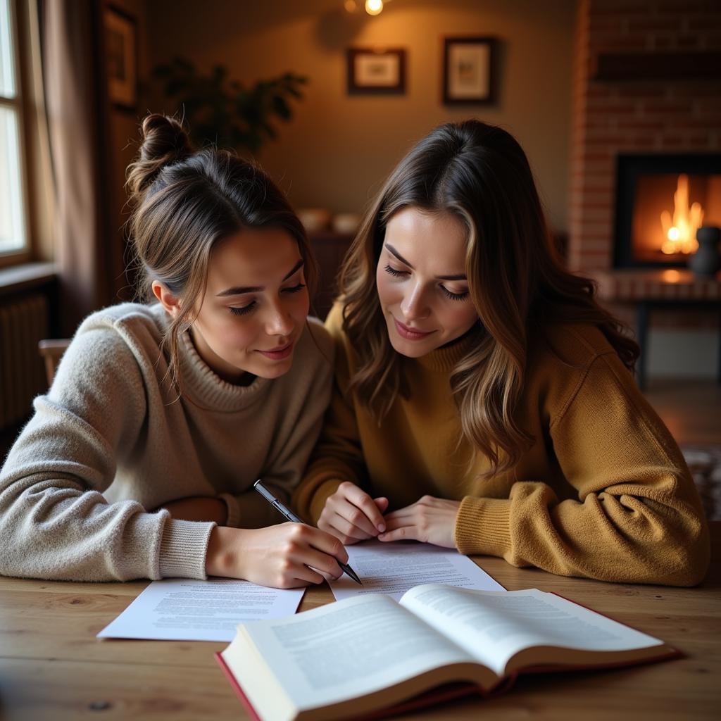 Couple Writing a Letter Expressing Their Feelings