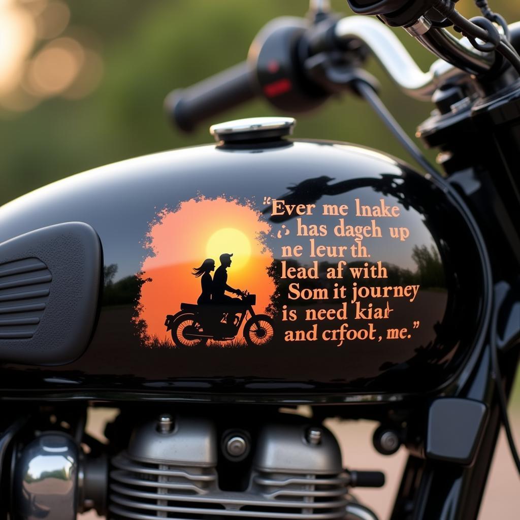 Romantic Bike Sticker Shayari Showing a Couple Riding