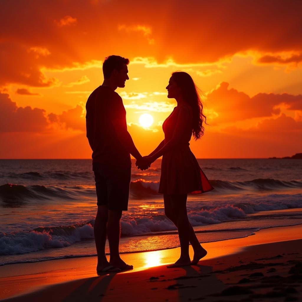 Romantic Couple Shayari at Sunset