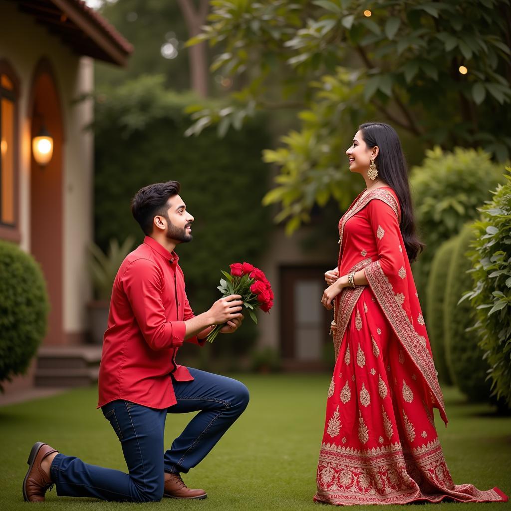 Romantic Hindi Proposal with Flowers