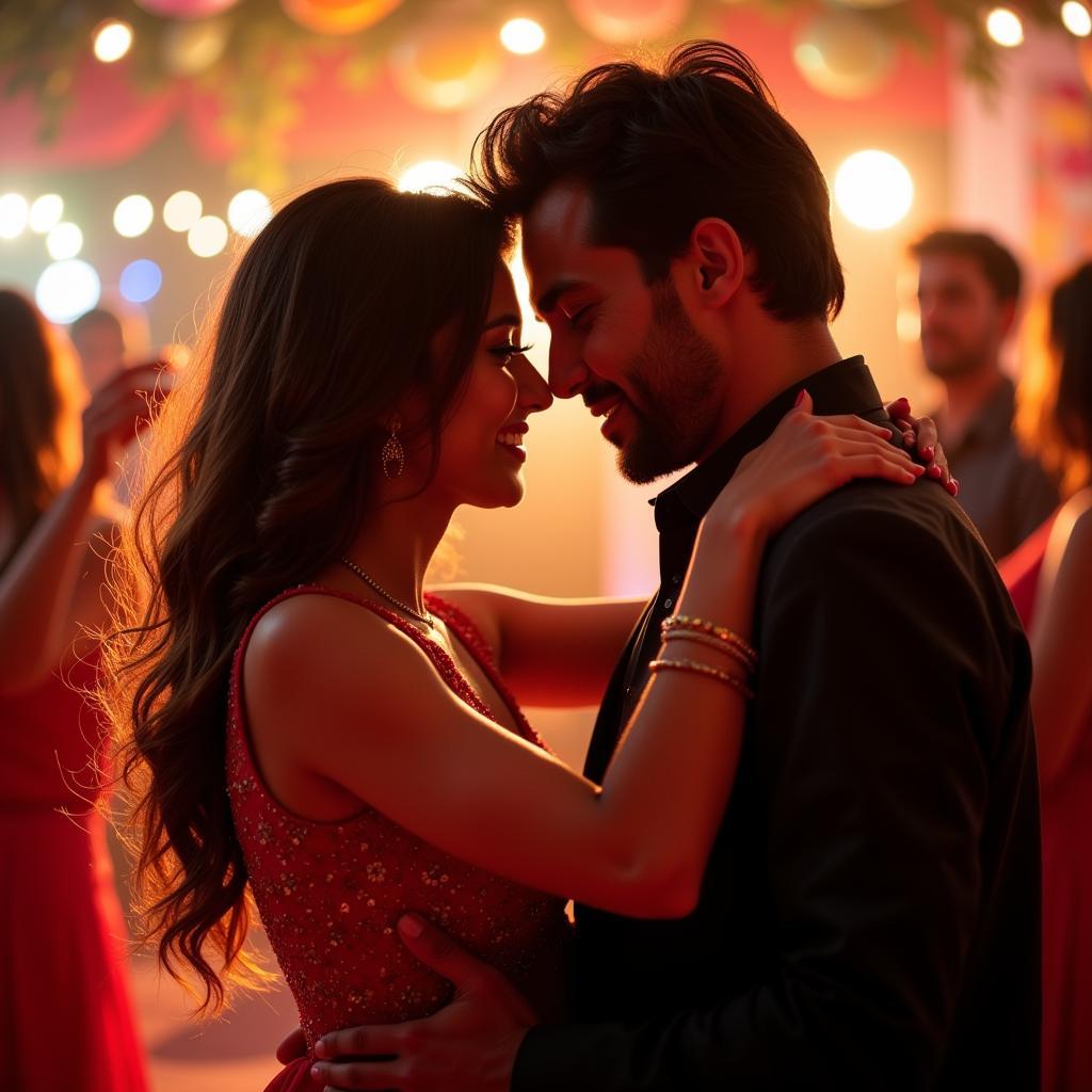 Couple dancing to a romantic Hindi song