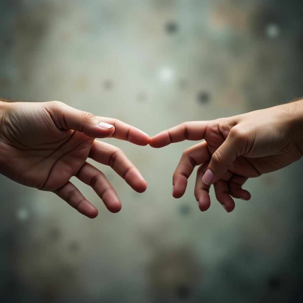 Two hands reaching out to each other