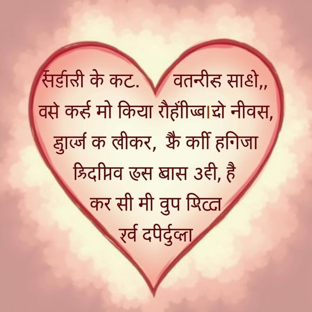 Heart-shaped text containing a romantic shayari