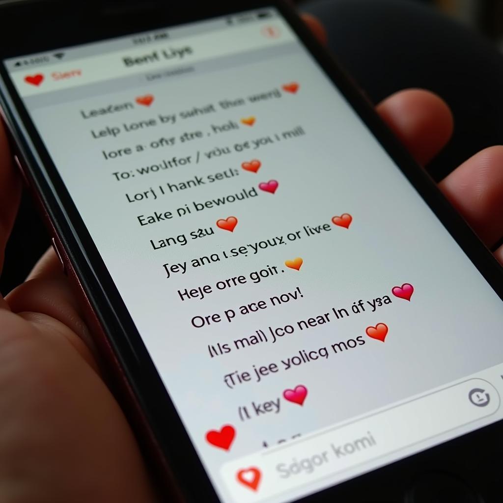 Romantic Shayari SMS Messages on a Phone Screen