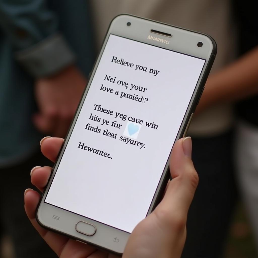 Phone screen displaying a romantic shayari text message