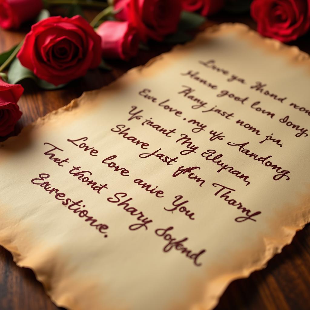 A handwritten note featuring romantic shayri, emphasizing the personal touch.