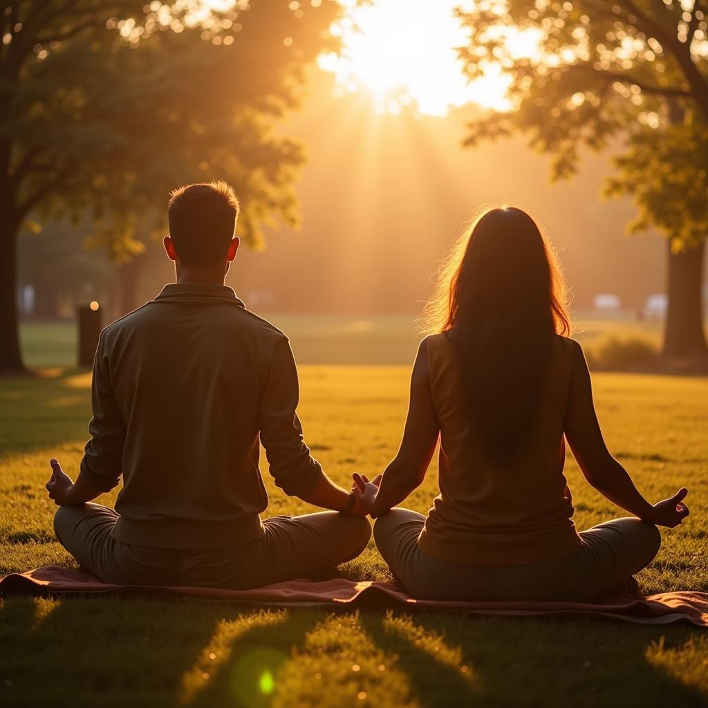 Couple Meditating Together, Symbolizing Growth