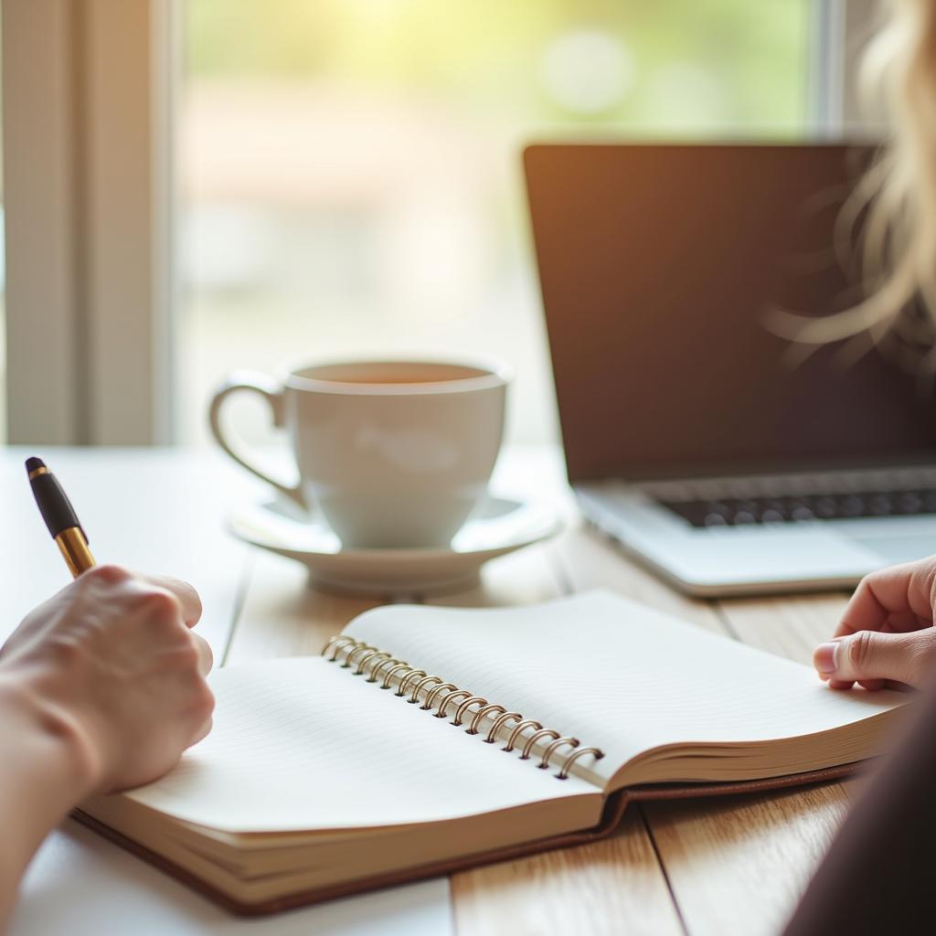 A person writing down goals in a journal