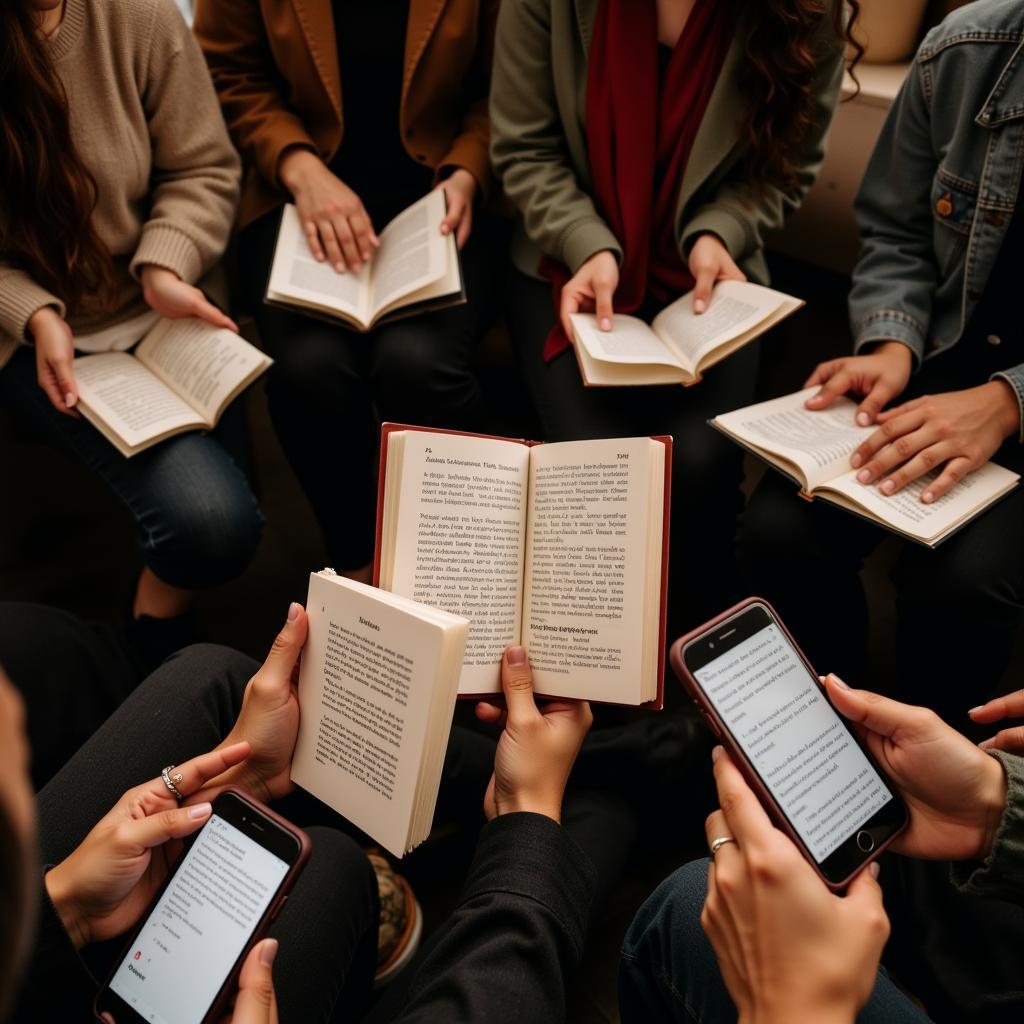 People connecting through shared experiences of poetry and literature.