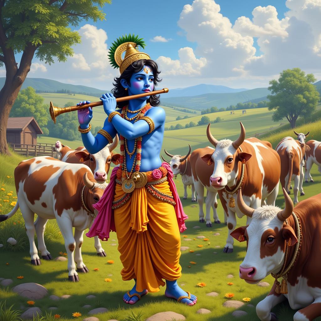 Lord Krishna Playing the Flute