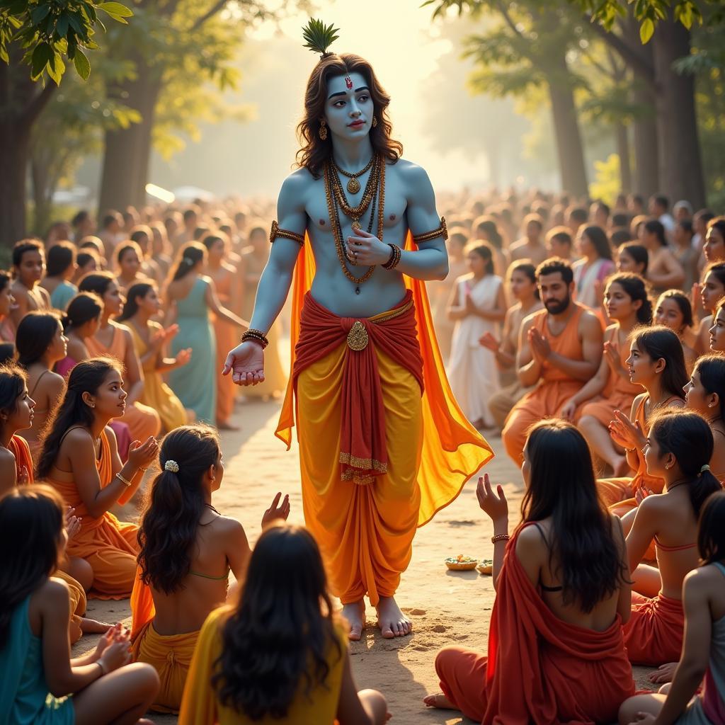 Shri Krishna sharing his wisdom on love with his devotees