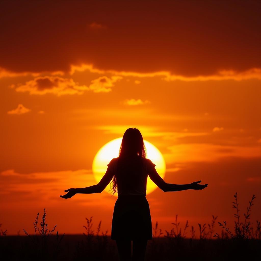 Silhouette Girl Sunset