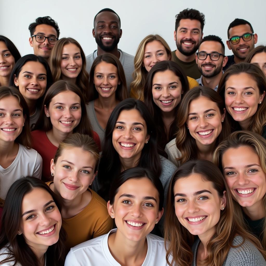 A group of people from diverse backgrounds smiling together, showcasing the universal language of smiles.