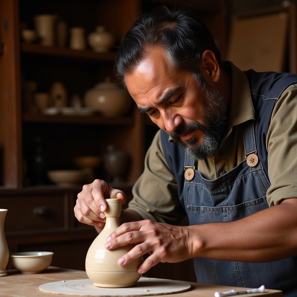 A craftsman demonstrating his expertise