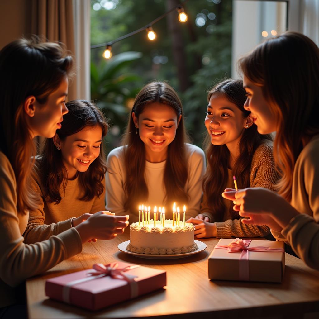 Celebrating a birthday with gifts and heartfelt shayari