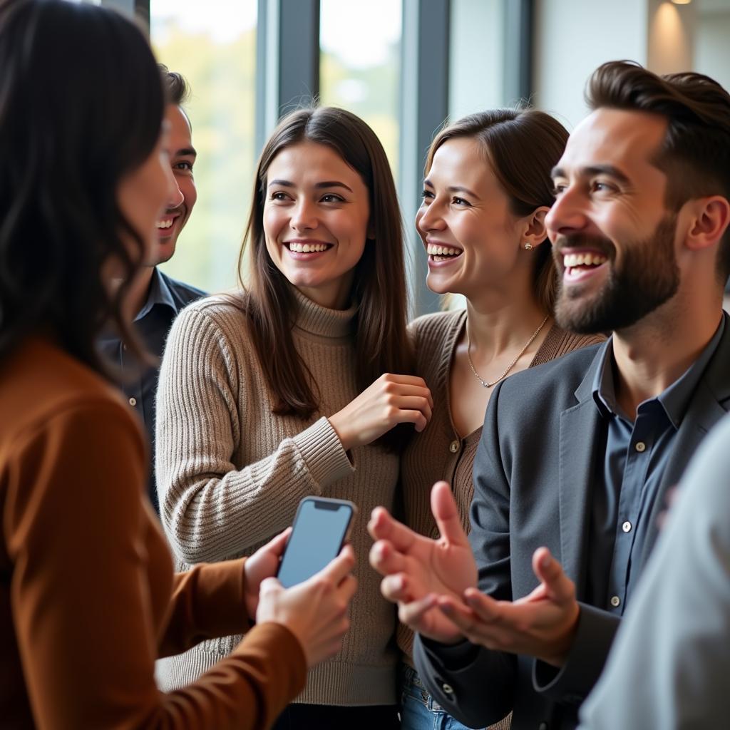 Diverse group of people interacting respectfully