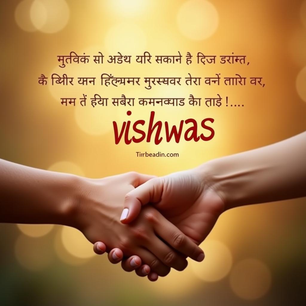 Two hands clasped together symbolizing trust and support in a shayari on trust in hindi.