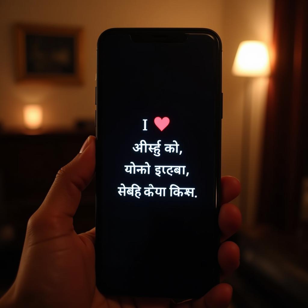 Two-Line Hindi Shayari Love Message on Phone