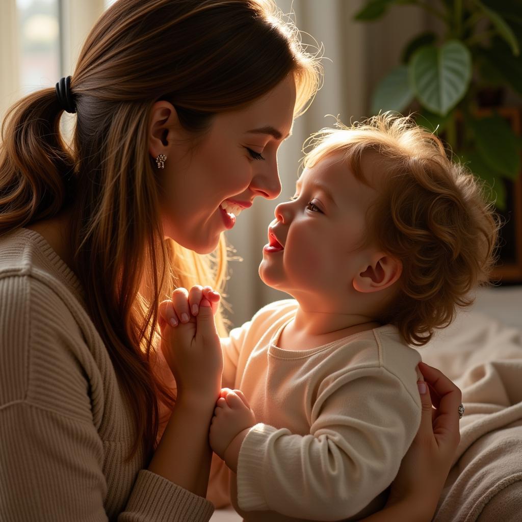 Woman Singing Lori to Child