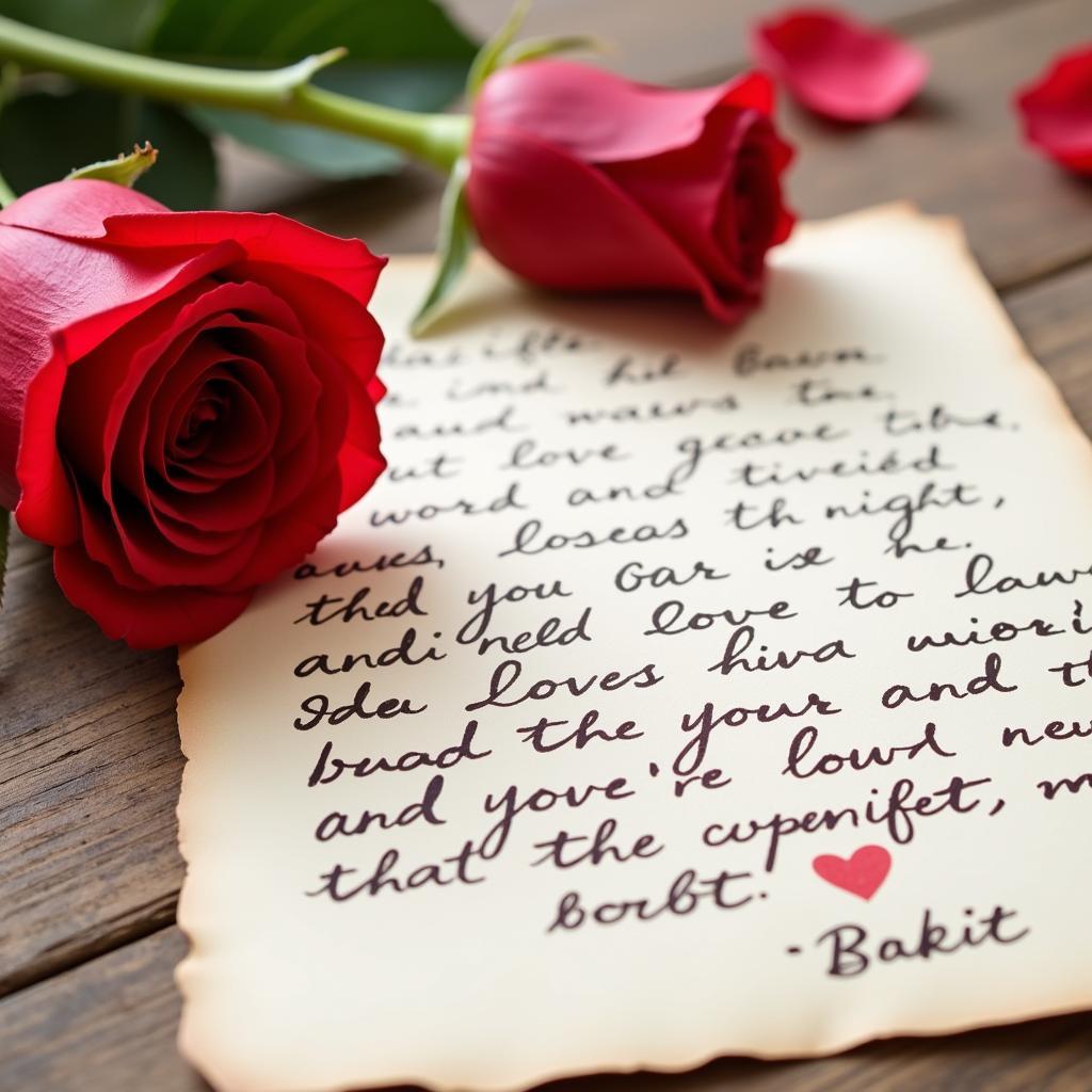 Handwritten Love Letter with Flower