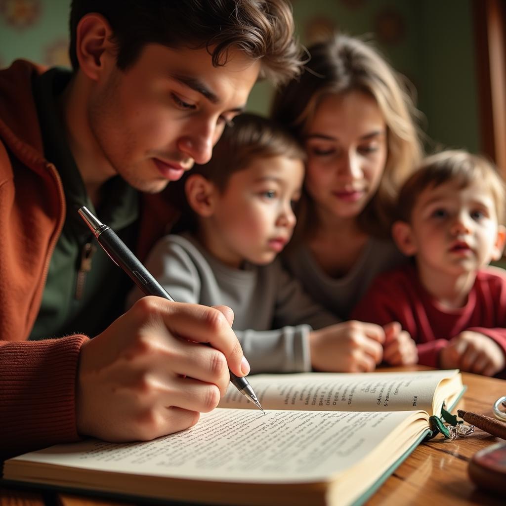 A person writing bhaiya bhabhi shayari