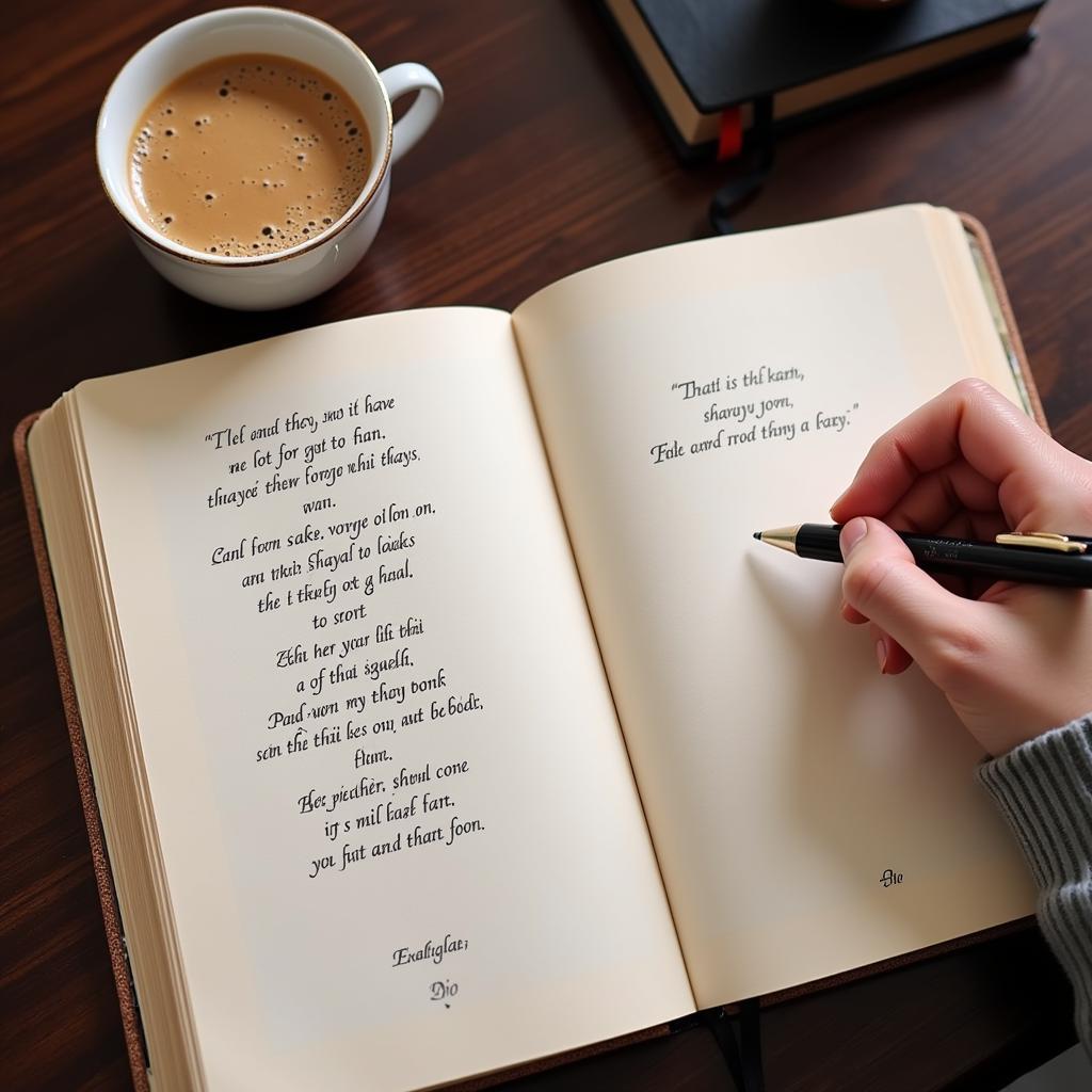 Writing Hasi Shayari in a Notebook