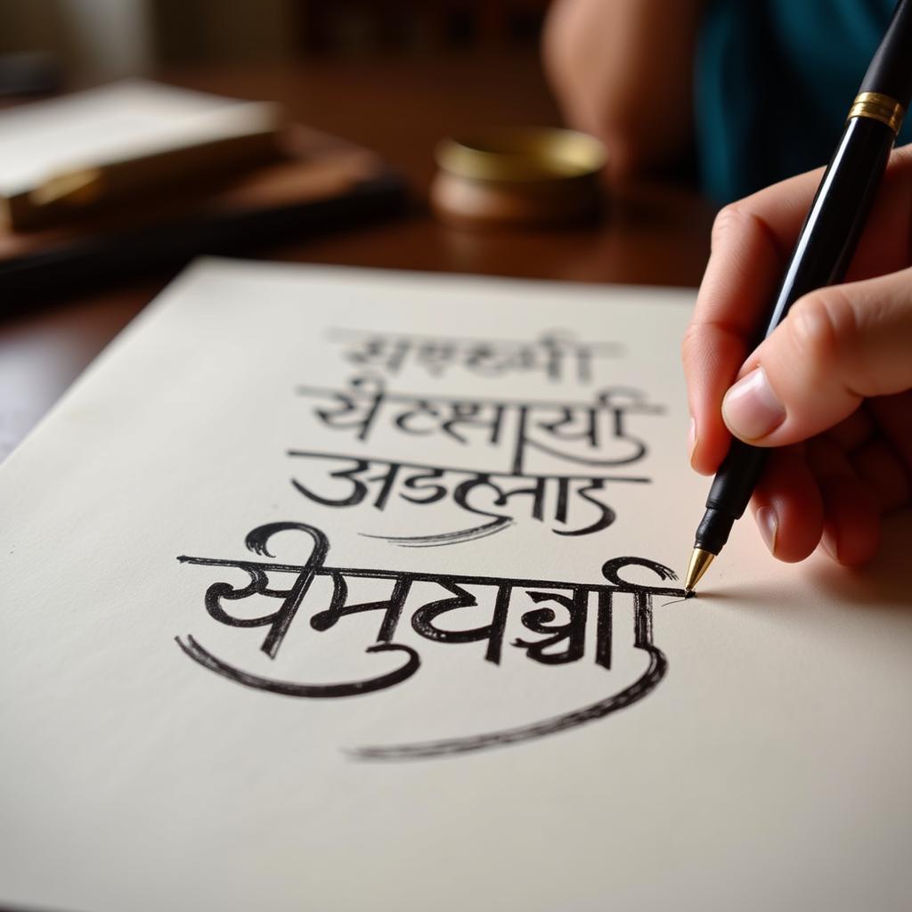 Writing Hindi calligraphy