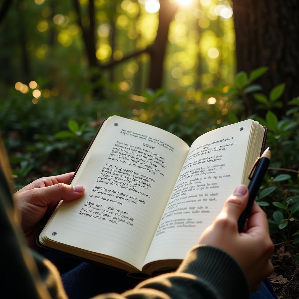 Writing Cloud Poetry in a Notebook