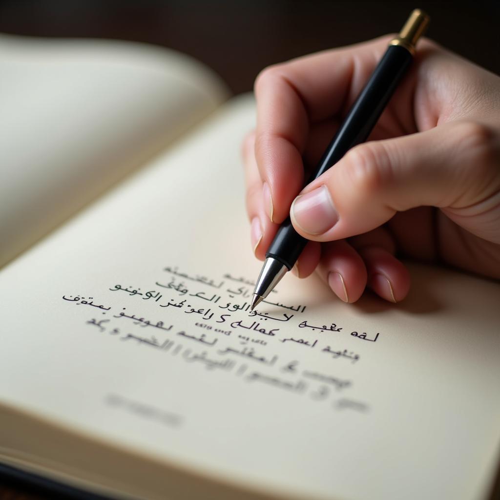 A person writing in a journal, expressing their feelings through words.