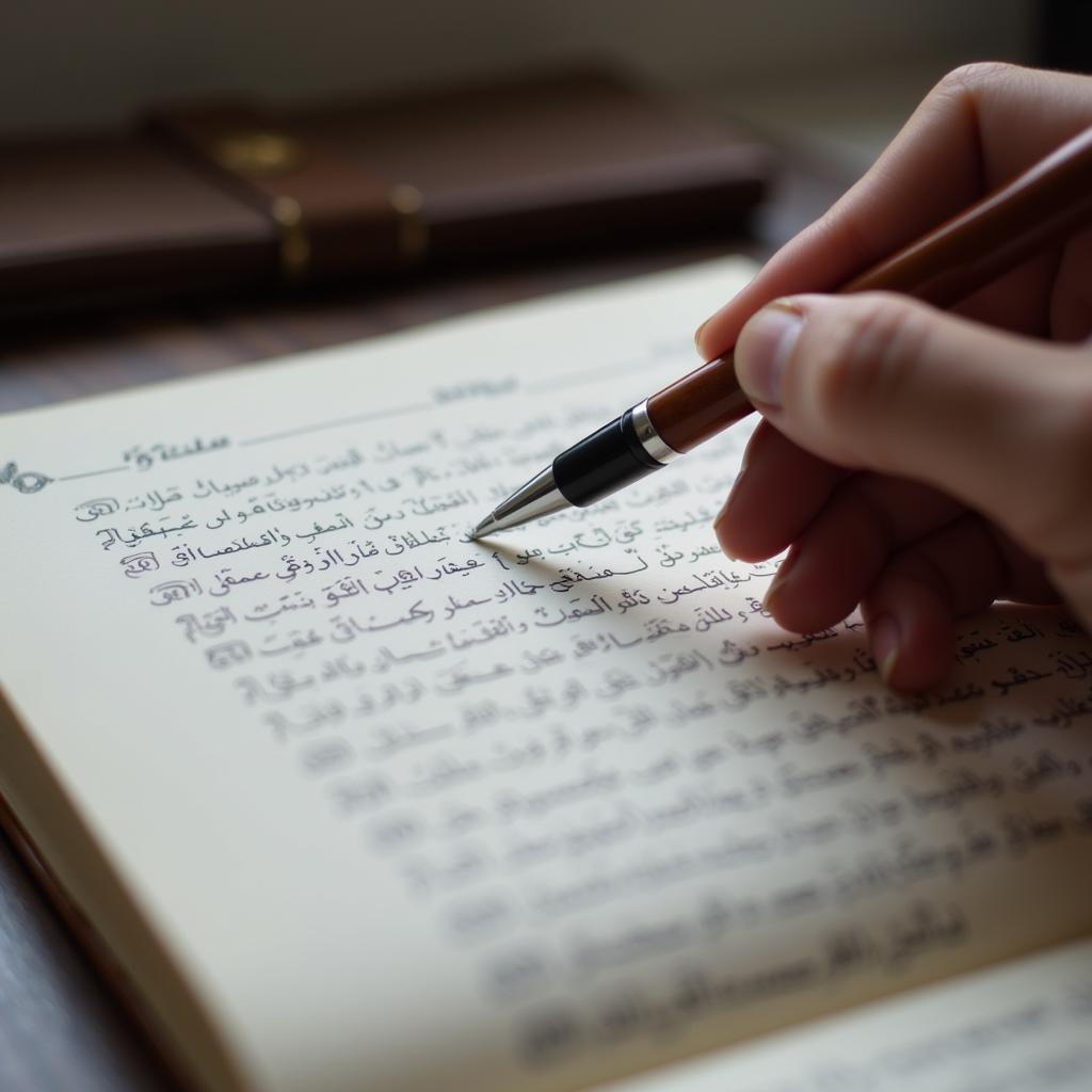 A young woman writes shayari in a notebook, expressing her emotions.