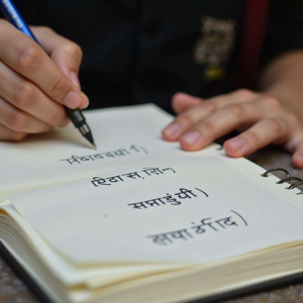 A Person Writing Urdu Shayari in Hindi Script