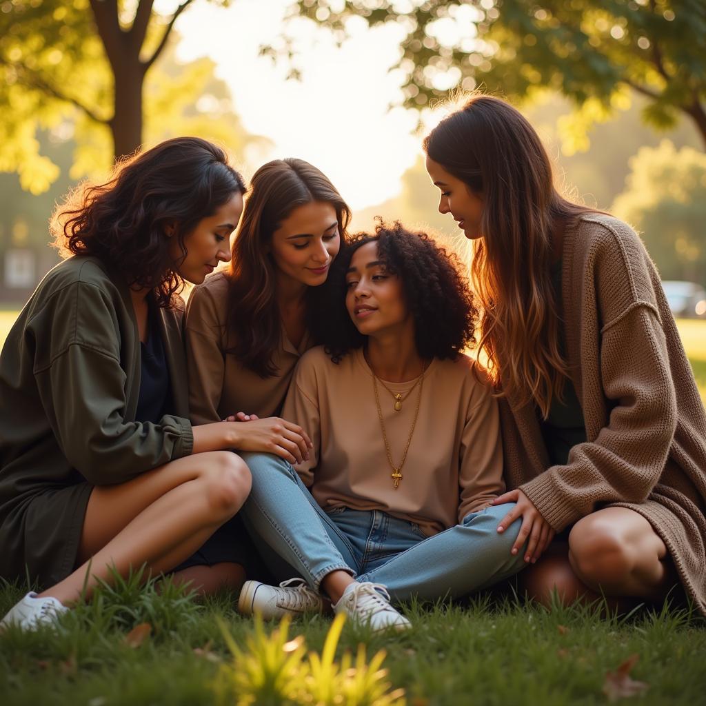 Friends supporting each other during difficult times